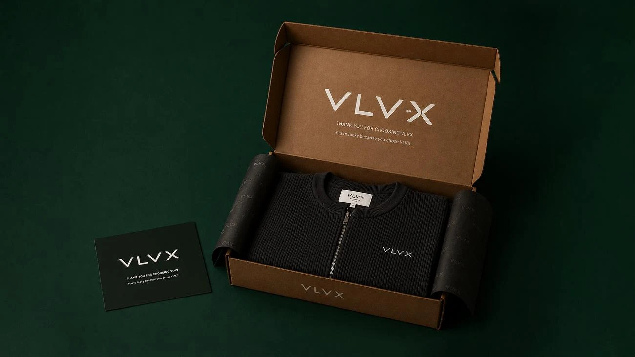 Gift packaging mockup with a layered, restrained presentation.